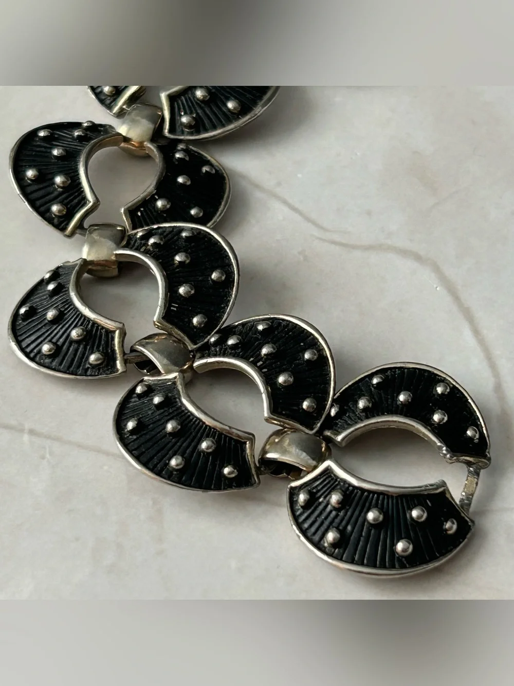 Black Art Deco Link Bracelet